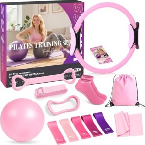 Vanlgs Pilates Kit 13Pcs Home Pilates Essentials Workout Kit with 13″ Ring