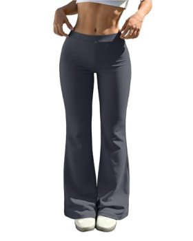 Womens Casual High Waist Flare Lounge Pants Stretchy Modal Bootcut Workout Trous