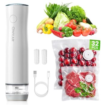 OWKAR Portable Handheld Vacuum Sealer for Food with 32 Reusable Bags