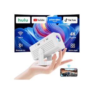 [Smart Projector with Apps] 4K Supported Mini Projector with Wifi and Bluetooth