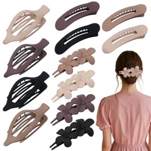 12 Pack Flat Hair Clips Set for Women –Matte Neutral Claw Clips