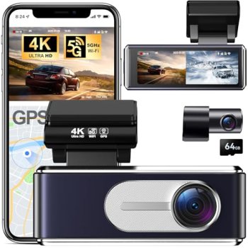 4K Dash Cam Front and Rear,with 64GB Card