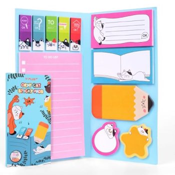 YPLUS Cat Sticky Notes Set, 440pcs Cute Planner Self-Stick Note Pads with Lined