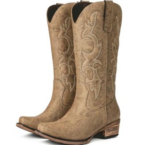 Choiran Tan Cowboy Boots for Women