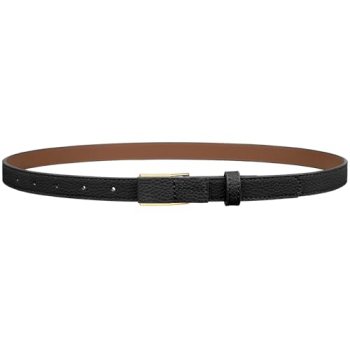 VONMELLI Women Skinny Leather Belt Thin Waist Black Belt for Women Jeans Dress F