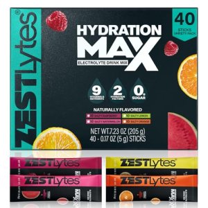 ZestLytes 40 Sticks Sport Hydration Sugar Free Electrolyte Packets