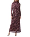 OctMoon Women’s Long Sleeve Maxi Dress High Neck Mesh Bodycon Dress with Splatte