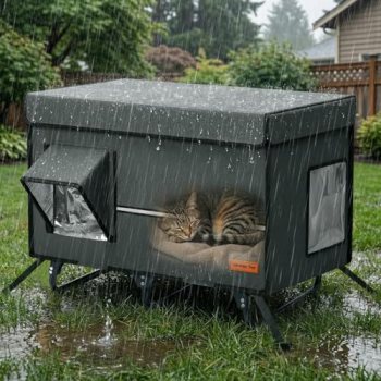 X-Large Collapsible Cat House, Metal Frame Cat Condo