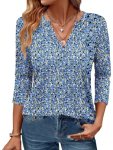 Womens Tops 3/4 Sleeve V Neck Spring Summer Work Tunic Shirts Business Dressy Ca