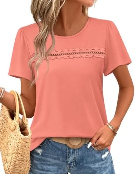 Summer Shirts for Women Trendy Womens Tops Blouses Dressy Casual Short Sleeve Cu