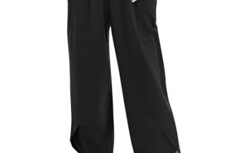 LOMON Womens Wide Leg Pants Spring Casual Elastic Waisted Linen Palazzo Harem Pa