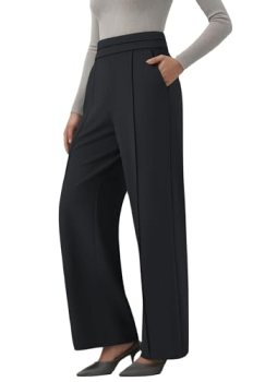 TOPYOGAS Women’s High Waisted Straight Leg Work Pants Business Casual Office Dre