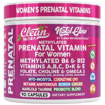 Natal Glow Methylated Prenatal Vitamins for Women Folate Omega 3 Vitamins A B12