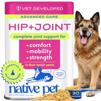 Native Pet Hip & Joint Advanced Care Dog Joint Supplement Powder for Mobility &