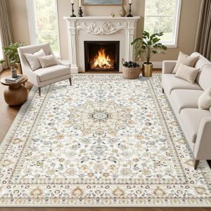 5×7 Area Rugs Living Room Rug: Washable Vintage Boho Rug No Slip Stain Resistant