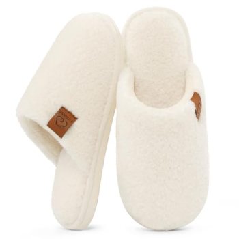 Evshine Women’s Fuzzy Slip-on Slippers Comfy Lightweight Indoor House Scuff Slip