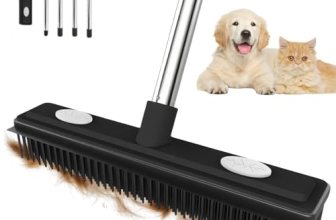 Thamtu Pet Hair Remover Carpet Rake Reusable Rubber Broom with Squeegee for Swee