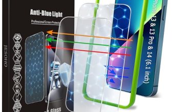 JESOHO Colorless Blue Light Screen Protector for iPhone 13/13 pro/14/16e/17e[6.1