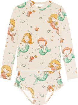 BliBliTaTa Girls Two Piece Long Sleeve Swimsuit Rash Guard Set