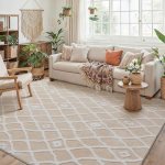 PureCozy 5×7 Area Rug for Living Room Beige Ivory Washable Bedroom Rug Non Slip