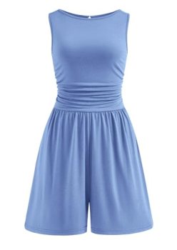 PRETTYGARDEN Summer Rompers for Women 2026 Dressy Casual Sleeveless Short Wide L