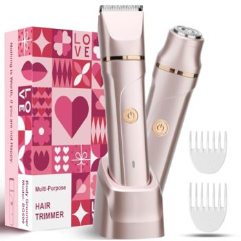 VEGITERIA Bikini Trimmer for Women 2 in 1 Electric Razors Shaver Facial Hair Rem
