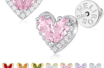 Heart Earrings for Women, 14K Gold Plated 925 Sterling Silver Heart Stud Earring