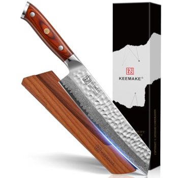 KEEMAKE Kiritsuke Chef Knife, 8 Inch Damascus Japanese Kitchen Knife with Ergono