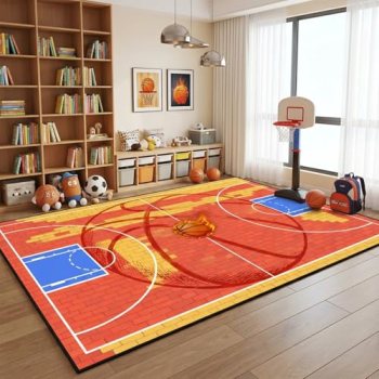 BATATADOCE Basketball Rug – 4.5×6 Feet Basketball Court Area Rug for Boys Bedroo