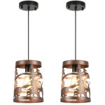 Merexcint 2 Pack Rustic Bear Pendant Lights