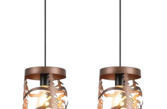 Merexcint 2 Pack Rustic Bear Pendant Lights