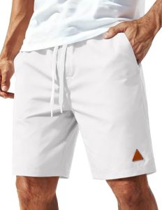 COOFANDY Men’s Chino Shorts Elastic Waist Drawstring Casual Shorts Lightweight B