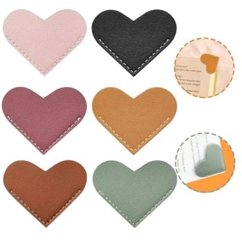 Leather Heart Bookmarks, Corner Page Clips for Women & Girls
