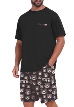 NUOKESASI Mens Pajamas Set Lightweight Summer Pjs Sleepwear Quick Dry Soft Comfy