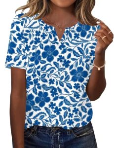 LOMON Womens V Neck T Shirts Short Sleeve Basic Tops Summer Blouses 2026 Dressy