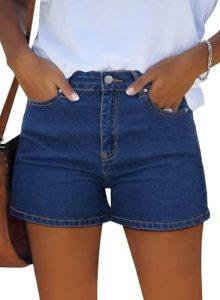 MixShe Jean Shorts for Women Mid-High Waisted Denim Shorts Casual Loose Straight