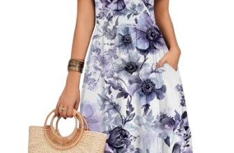 Zeagoo Womens Short Sleeve Sundress Casual Floral Summer Boho Dress Flowy Wrap V