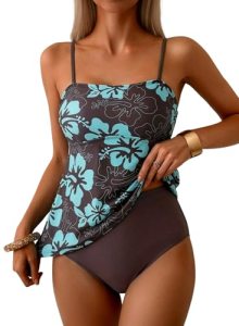 Dokotoo Floral Tankini Sets Two Piece Swimsuits for Women Flowy Top Vintage Flor