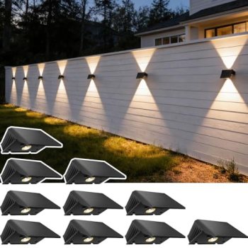 Solar Fence Lights Outdoor, 10 Pack Warm White Up and Down Solar Wall Lights