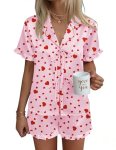 Ekouaer Satin Pajama for Women Short Sleeve Silky Pj Short Set Bow Front Tie Up