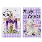 cusugbaso Easter Kitchen Towels Set of 2 Lamb Dish Towels for Kitchen