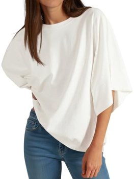 Cicy Bell Womens Oversized Half Sleeve T-Shirts Summer Casual Crew Neck Tshirt L
