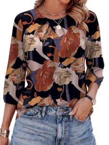 3/4 Length Sleeve Womens Tops Trendy 2026 Blouses for Women Dressy Casual Boho S