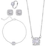 Tucnoeu 4pcs Cubic Zirconia Wedding Jewelry Sets for Bride Bridesmaid