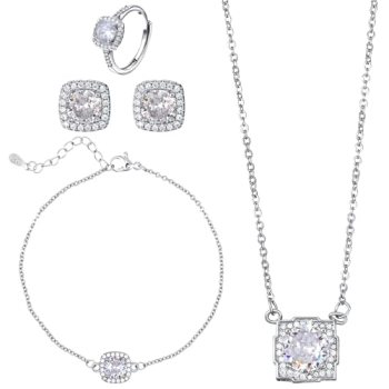 Tucnoeu 4pcs Cubic Zirconia Wedding Jewelry Sets for Bride Bridesmaid