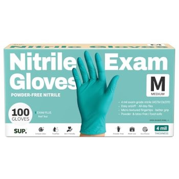 SUP Powder-Free Nitrile Gloves, 100 Count Food Safe Latex-Free Disposable Gloves