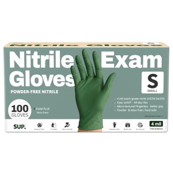 SUP Powder-Free Nitrile Gloves, 100 Count Food Safe Latex-Free Disposable Gloves