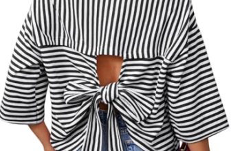 Dokotoo Shirts for Women 2026 Summer Casual Striped Colorblock Short Sleeves Top