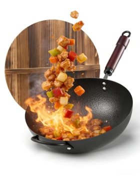 Wok Pan, Carbon Steel Wok, Woks & Stir-Fry Pans Nonstick