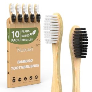 NUDUKO Bamboo Toothbrushes Travel Toothbrush 10 Pack